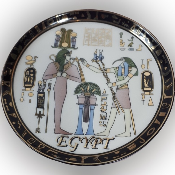 HORUS Osiris FM Fathi Mahmoud Limoges Ancient Egypt Porcelain Plate King Tut god - Picture 1 of 3